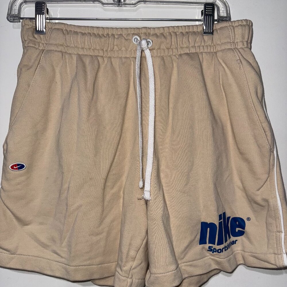 Nike Light Tan Cotton Drawstring Sportswear Shorts - Men Size Small